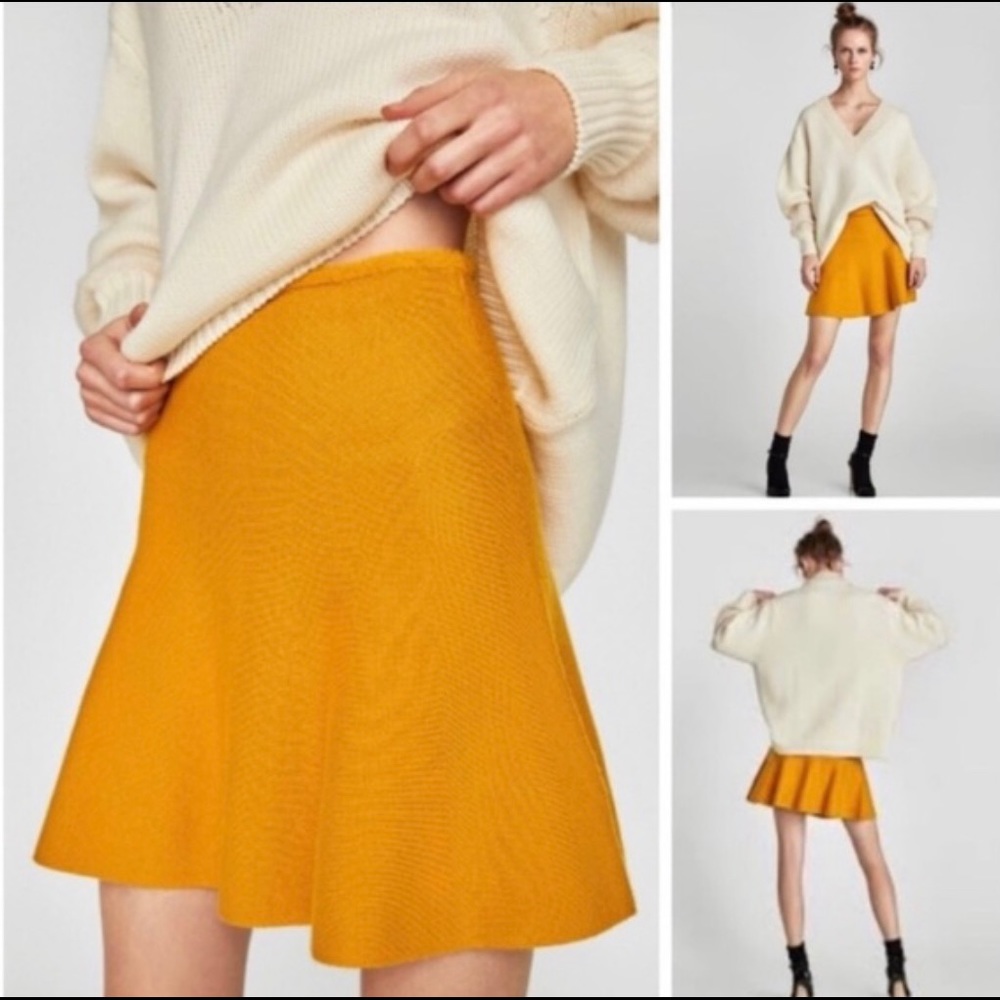 ZARA KNIT PULL ON MINISKIRT YELLOW 🌞